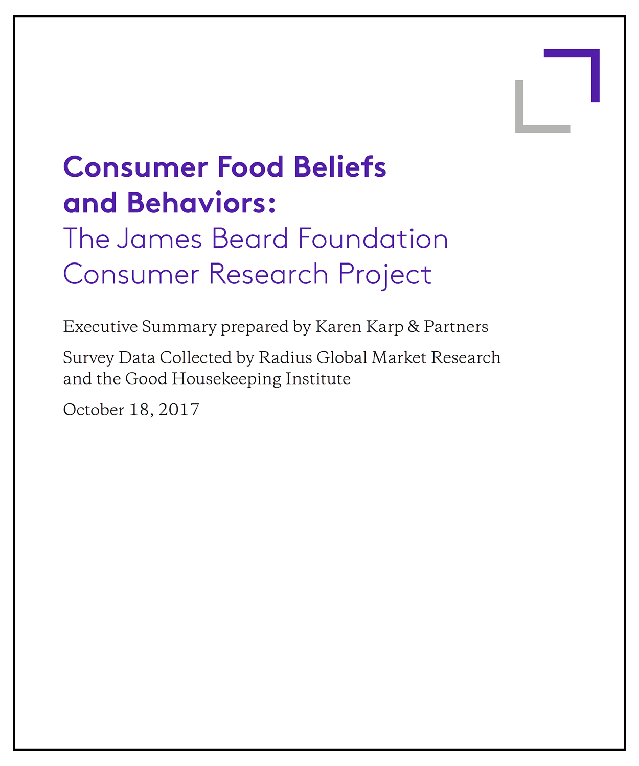 Consumer Food Beliefs and Behaviors Survey