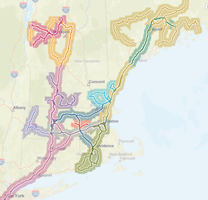 Map developed by Karen Karp & Partners to visualize food hub routes around the region.